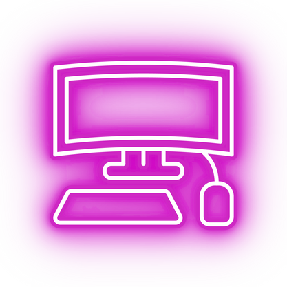 Neon pink desktop computer icon
